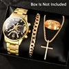4PC Men's Luxury Jewelry Set – Watch, Ring, Bracelet & Chain