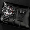 4PC Men's Luxury Jewelry Set – Watch, Ring, Bracelet & Chain