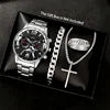 4PC Men's Luxury Jewelry Set – Watch, Ring, Bracelet & Chain