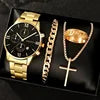 4PC Men's Luxury Jewelry Set – Watch, Ring, Bracelet & Chain