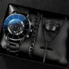4PC Men's Luxury Jewelry Set – Watch, Ring, Bracelet & Chain