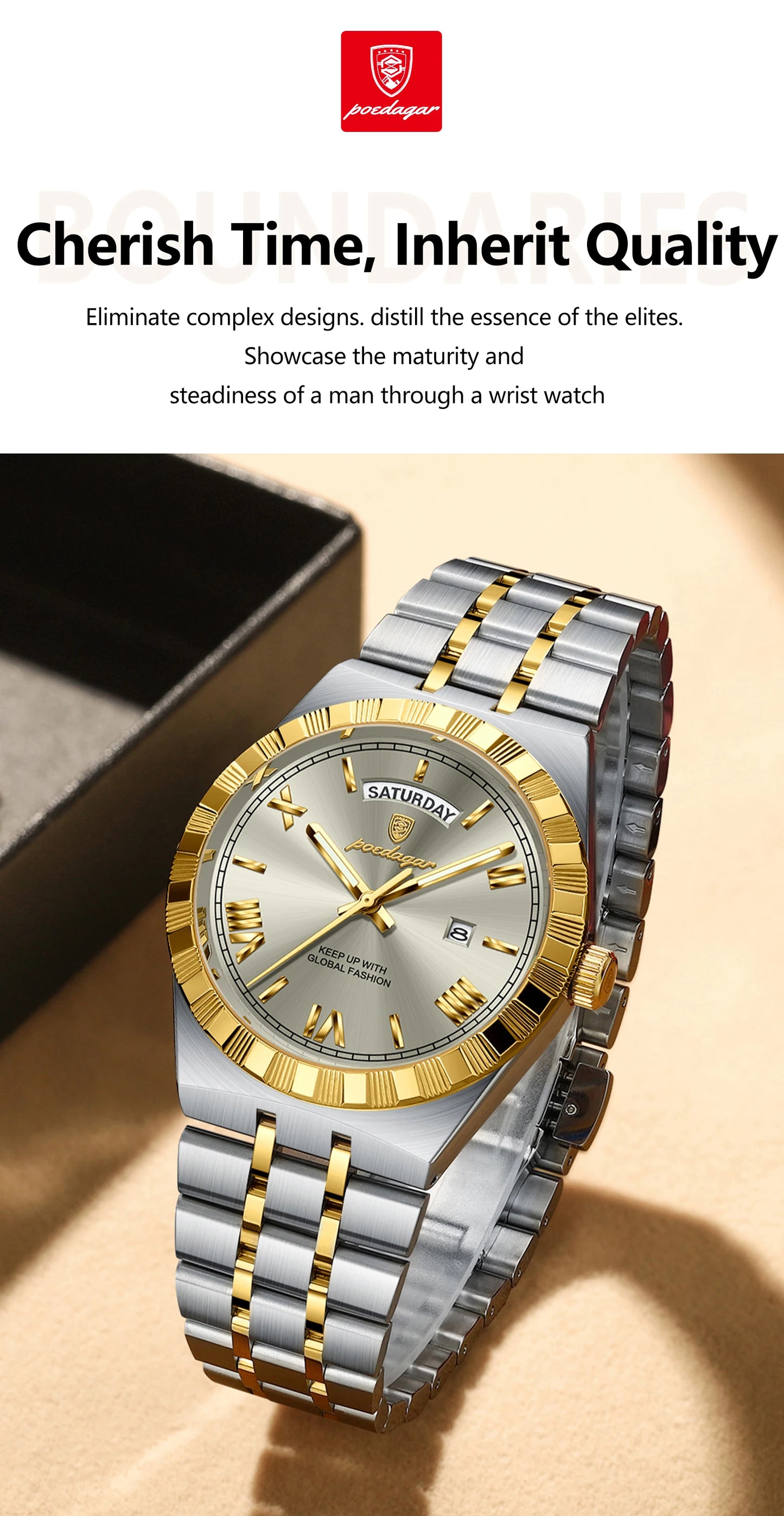 POEDAGAR Men's Luxury Quartz Watch – Model 675 | Luminous, Date & Water-Resistant