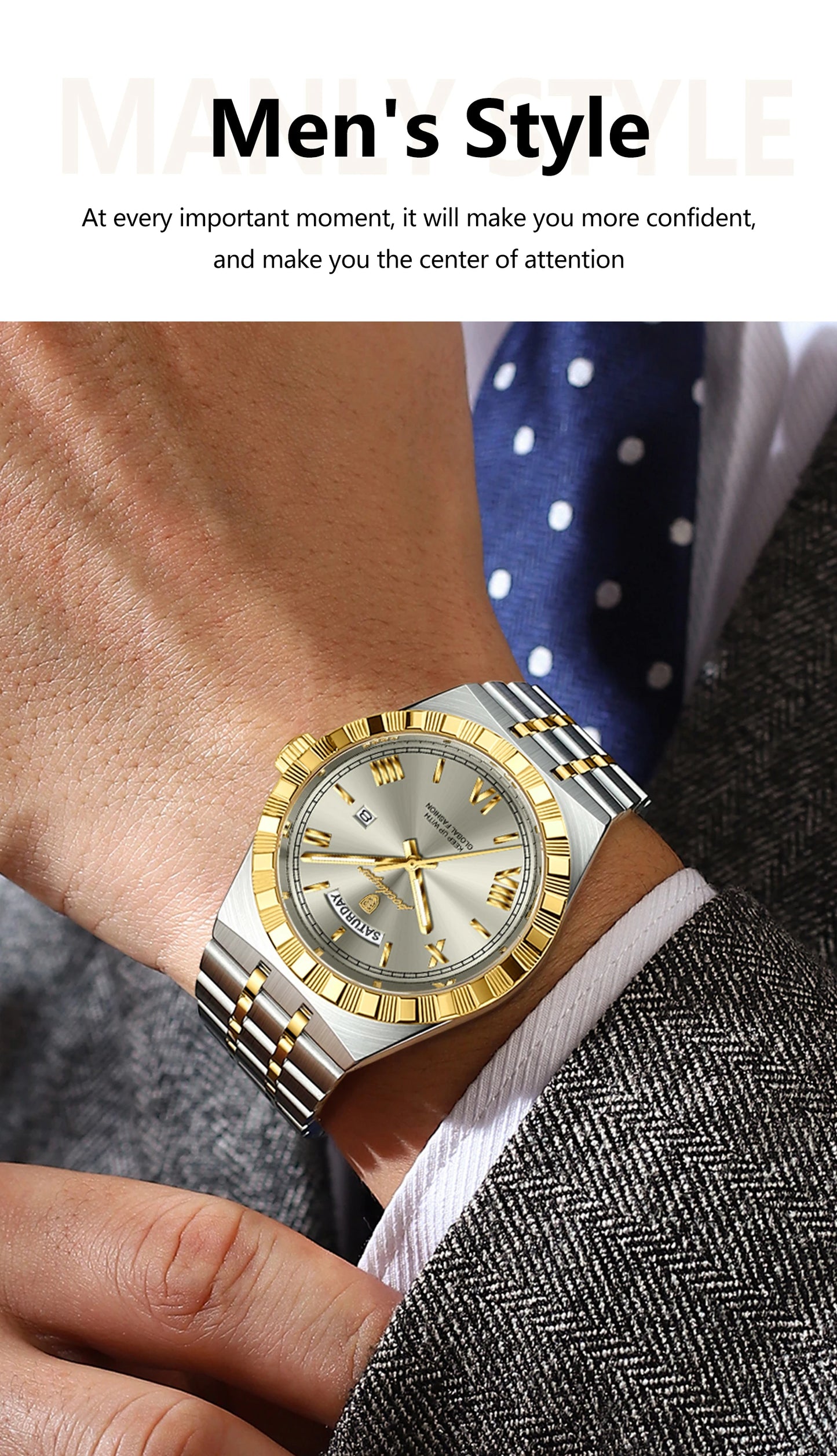 POEDAGAR Men's Luxury Quartz Watch – Model 675 | Luminous, Date & Water-Resistant