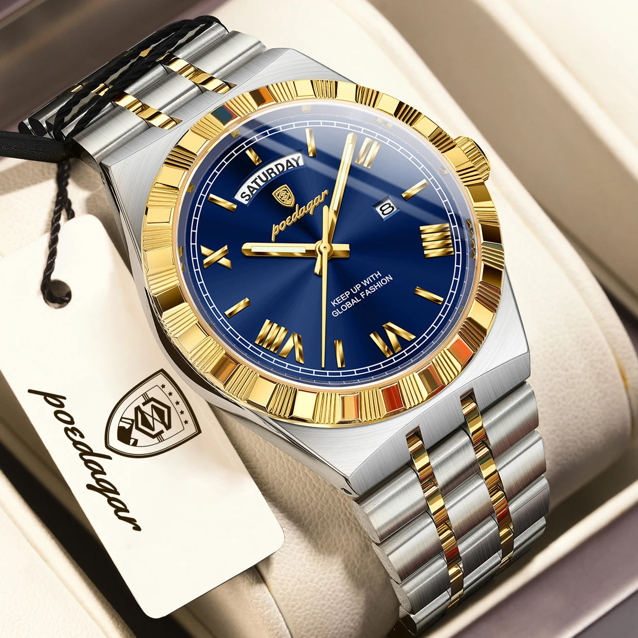 POEDAGAR Men's Luxury Quartz Watch – Model 675 | Luminous, Date & Water-Resistant