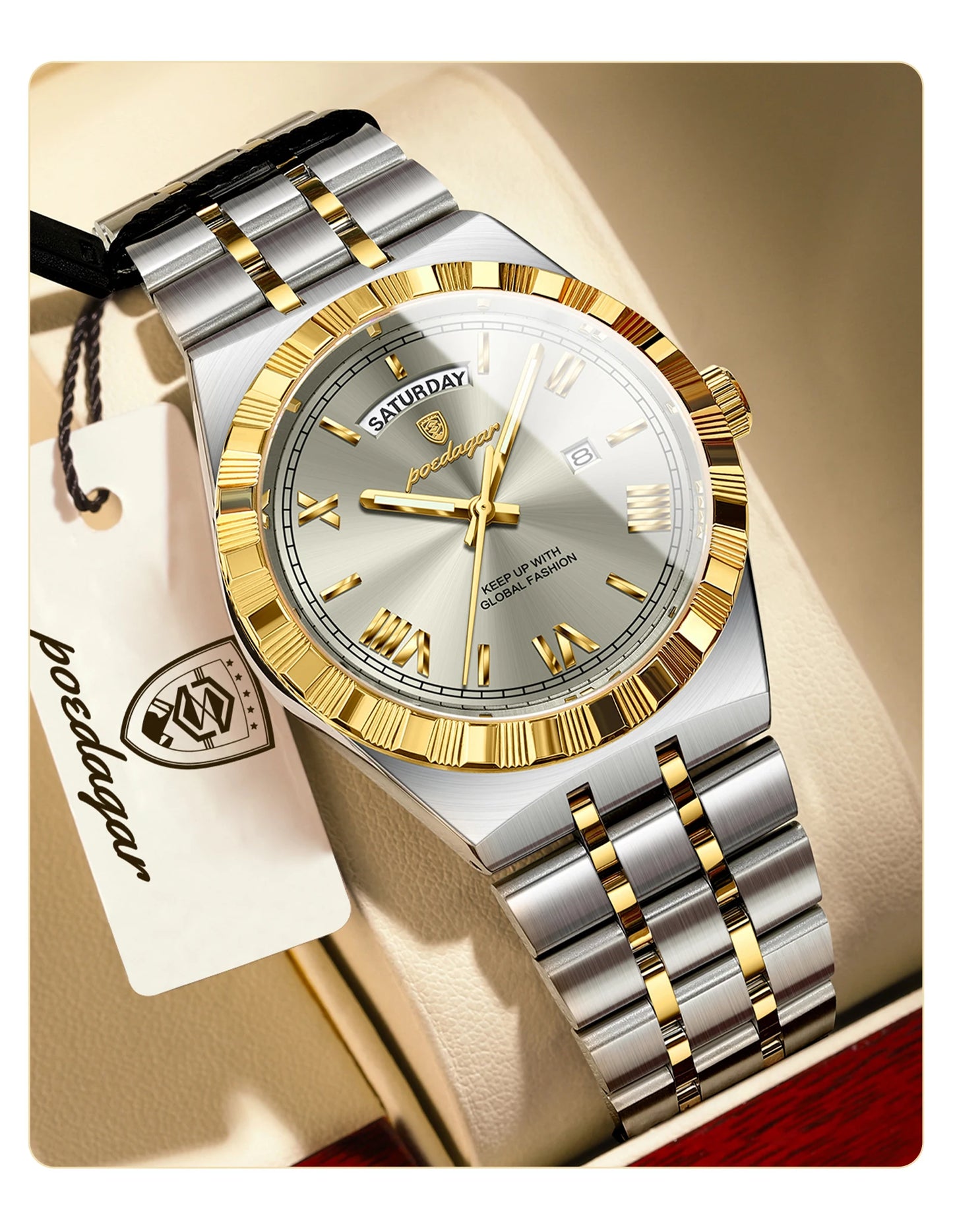 POEDAGAR Men's Luxury Quartz Watch – Model 675 | Luminous, Date & Water-Resistant