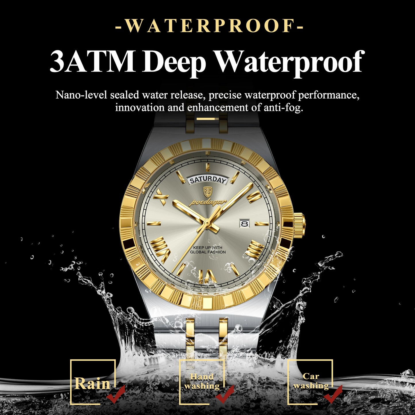 POEDAGAR Men's Luxury Quartz Watch – Model 675 | Luminous, Date & Water-Resistant