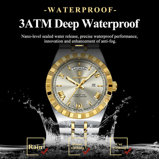 POEDAGAR Men's Luxury Quartz Watch – Model 675 | Luminous, Date & Water-Resistant