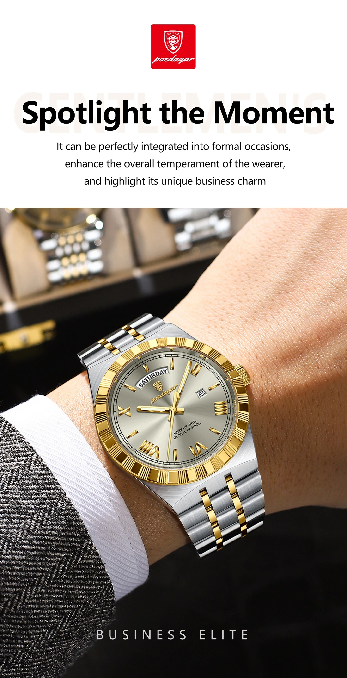 POEDAGAR Men's Luxury Quartz Watch – Model 675 | Luminous, Date & Water-Resistant