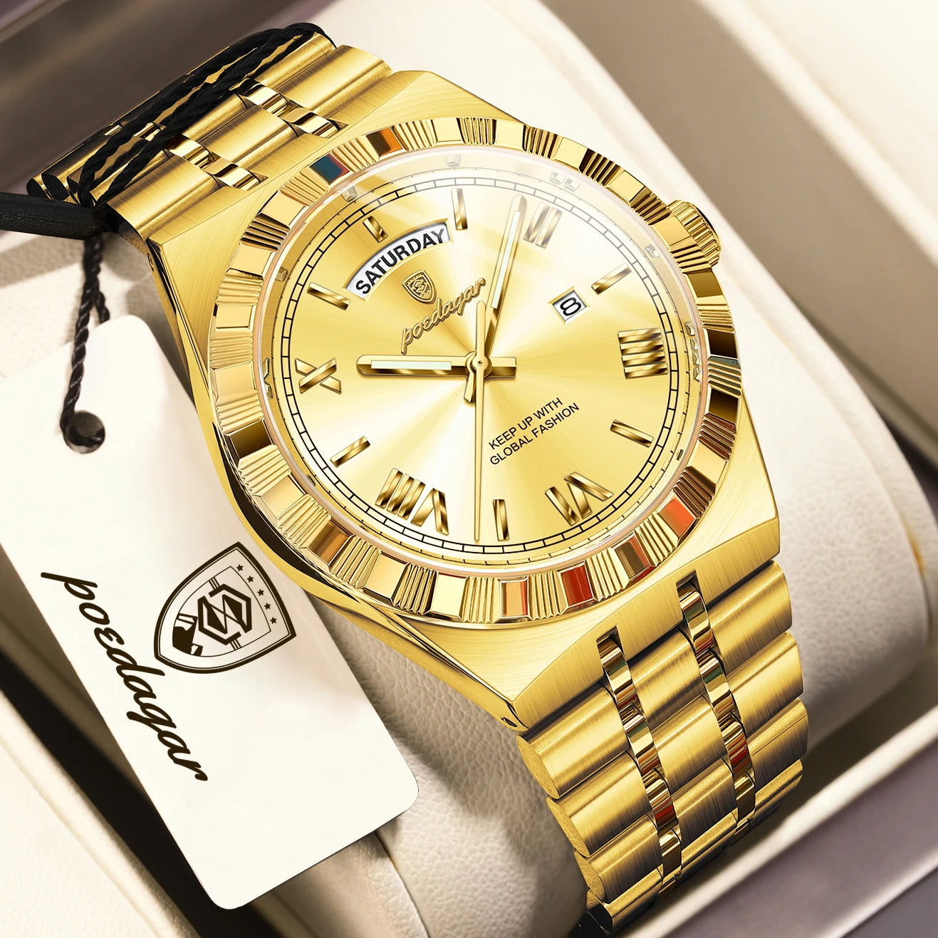 POEDAGAR Men's Luxury Quartz Watch – Model 675 | Luminous, Date & Water-Resistant