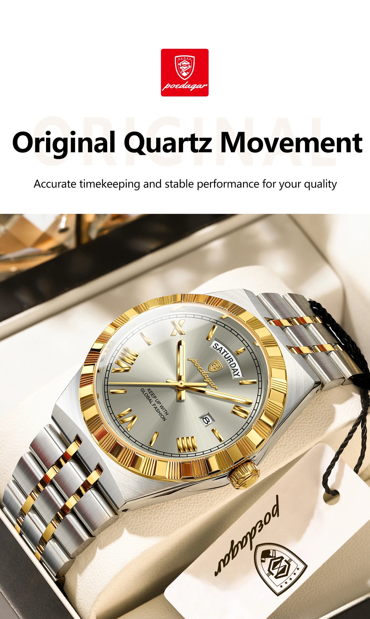 POEDAGAR Men's Luxury Quartz Watch – Model 675 | Luminous, Date & Water-Resistant
