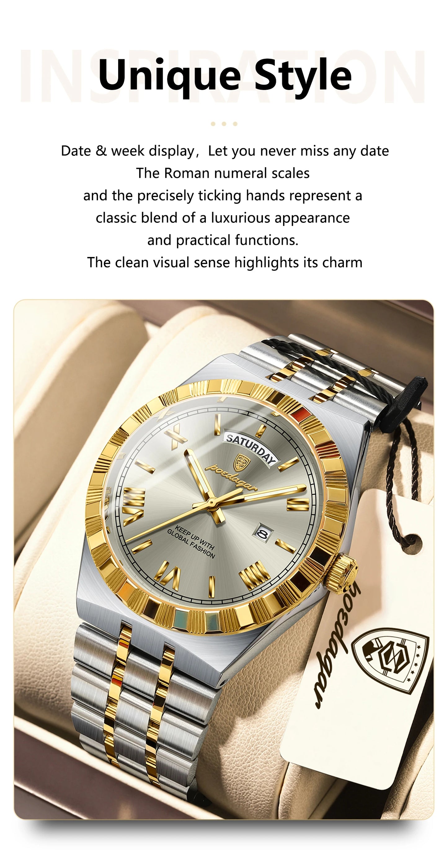 POEDAGAR Men's Luxury Quartz Watch – Model 675 | Luminous, Date & Water-Resistant