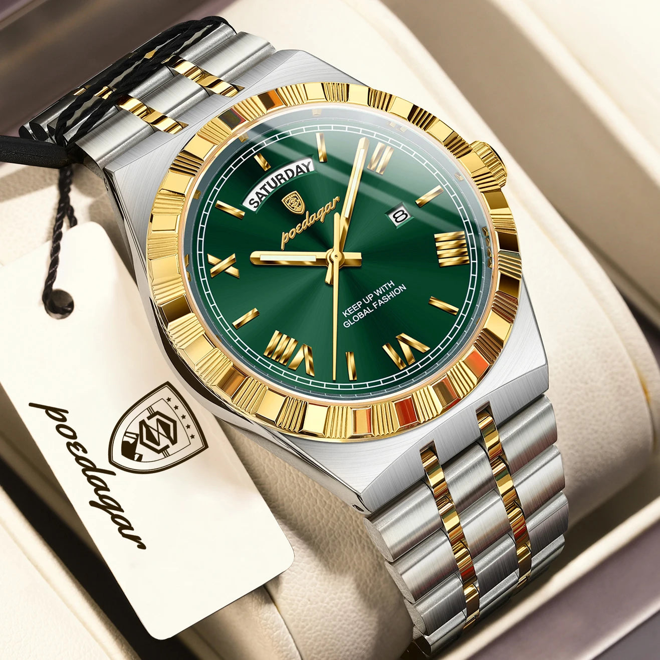 POEDAGAR Men's Luxury Quartz Watch – Model 675 | Luminous, Date & Water-Resistant