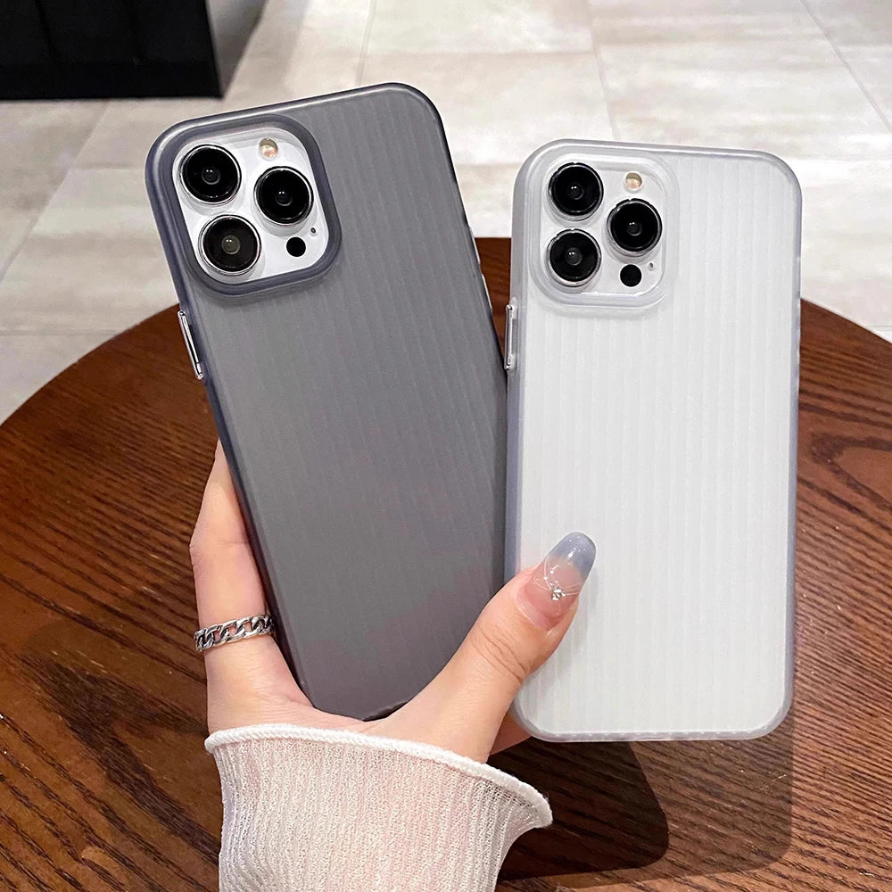 Luxury Corrugated Pattern Silicone Soft Case For iPhone 16 15 14 13 12 11 Pro Max Matte Clear Ultra Thin Cover Non-Slip Shell