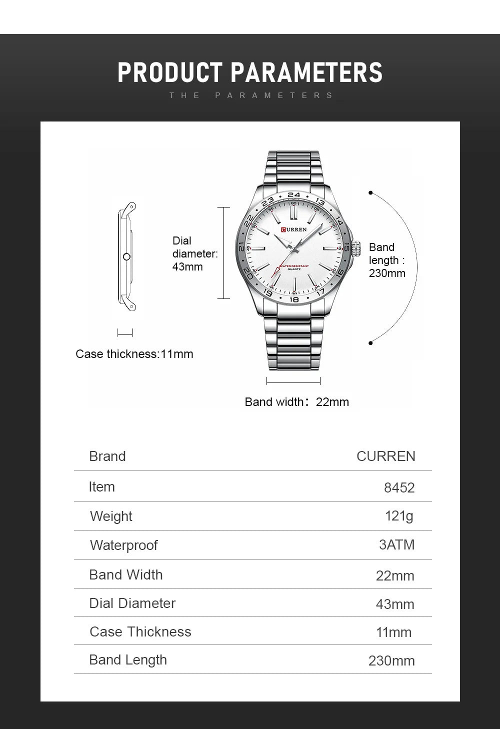 CURREN 8452 Men Quartz Watch