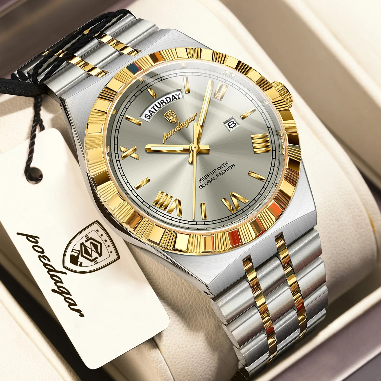 POEDAGAR Men's Luxury Quartz Watch – Model 675 | Luminous, Date & Water-Resistant