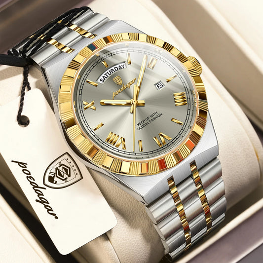 POEDAGAR Men's Luxury Quartz Watch – Model 675 | Luminous, Date & Water-Resistant