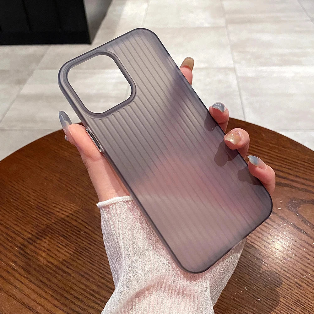 Luxury Corrugated Pattern Silicone Soft Case For iPhone 16 15 14 13 12 11 Pro Max Matte Clear Ultra Thin Cover Non-Slip Shell